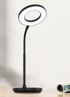 Rechargeable Ring Light Table Lamp with Touch Control, Stepless Dimming