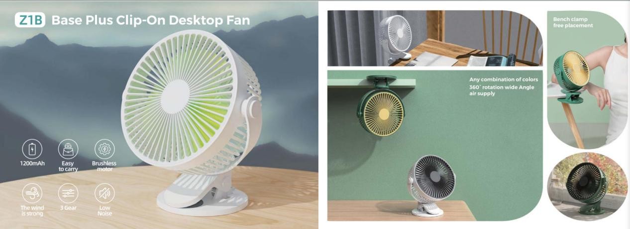Z1B Base Plus Clip-On Desktop Fan