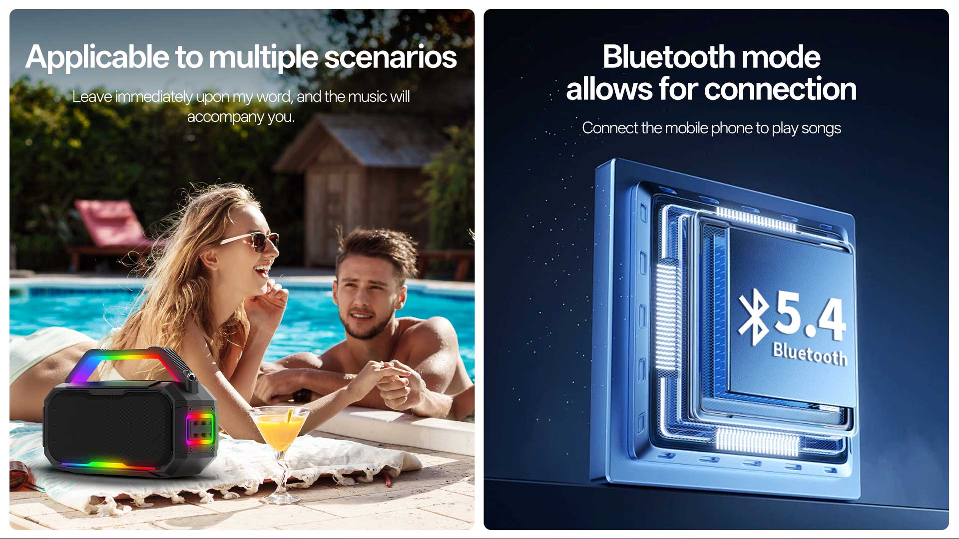 HZ-B369 | Portable Wireless Bluetooth Speaker with Dual 30W Drivers & 6000mAh Battery插图3
