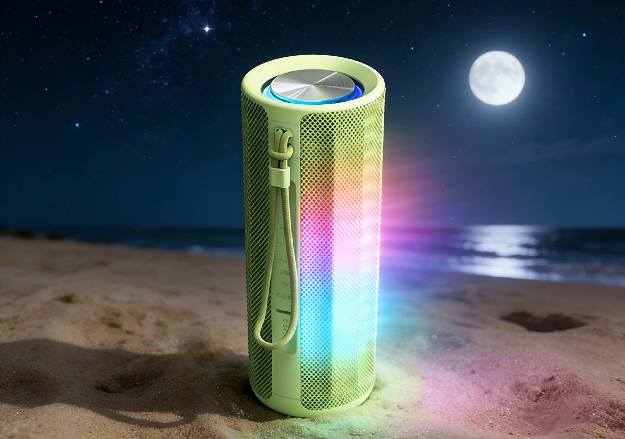HZ-B296 at beach with RGB lights, waterproof design