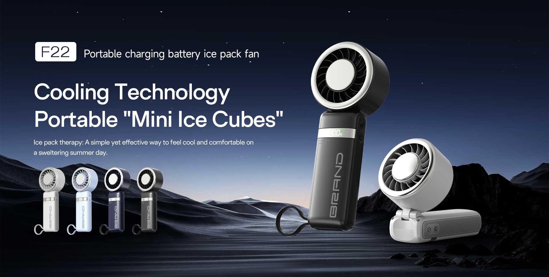 HZ-F22 | Portable Handheld Fan with Ice Cooling Plate, 10000mAh Battery, 4 Modes & 100-Level Stepless Speed, 22.5W Power Bank插图