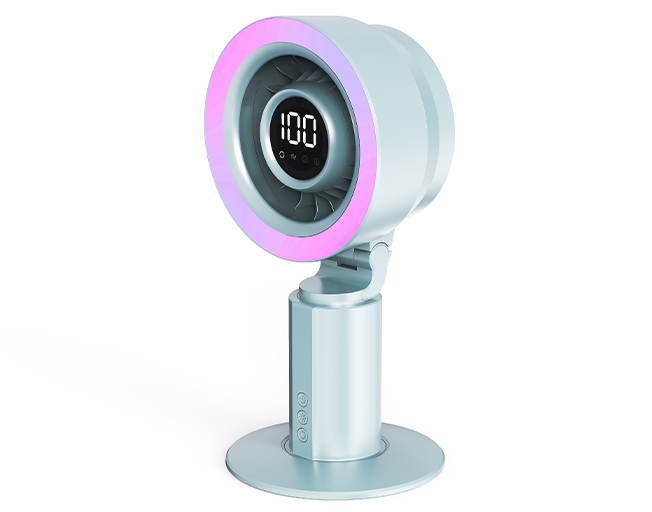 HZ-Z12 | Desktop Fan with RGB Light, 4000mAh Rechargeable, 5-Speed Touch Control Portable Table Fan