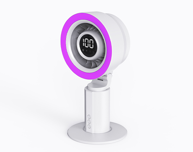 HZ-Z12 | Desktop Fan with RGB Light, 4000mAh Rechargeable, 5-Speed Touch Control Portable Table Fan