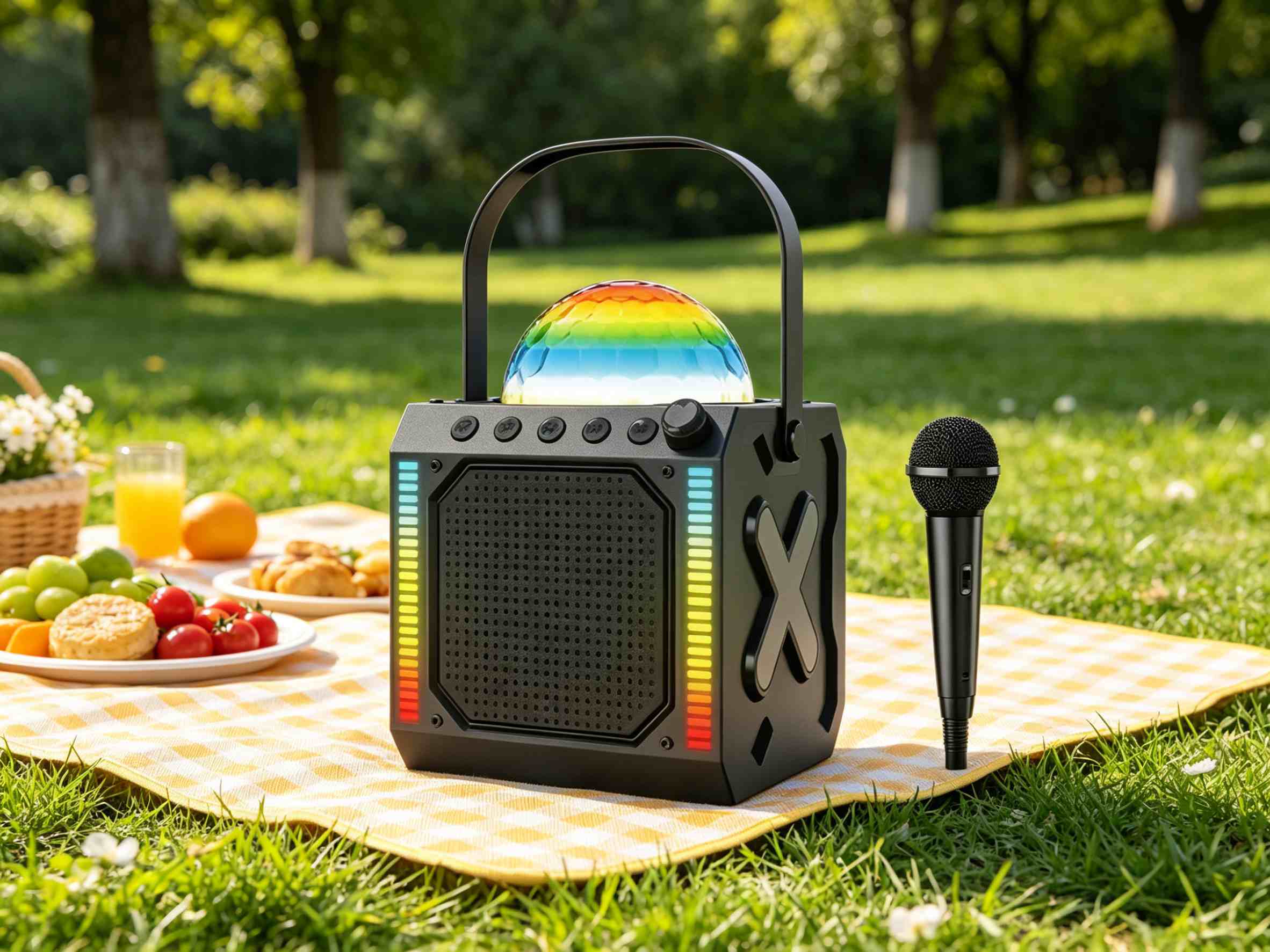 Colorful LED Party Speaker with Wireless Microphone