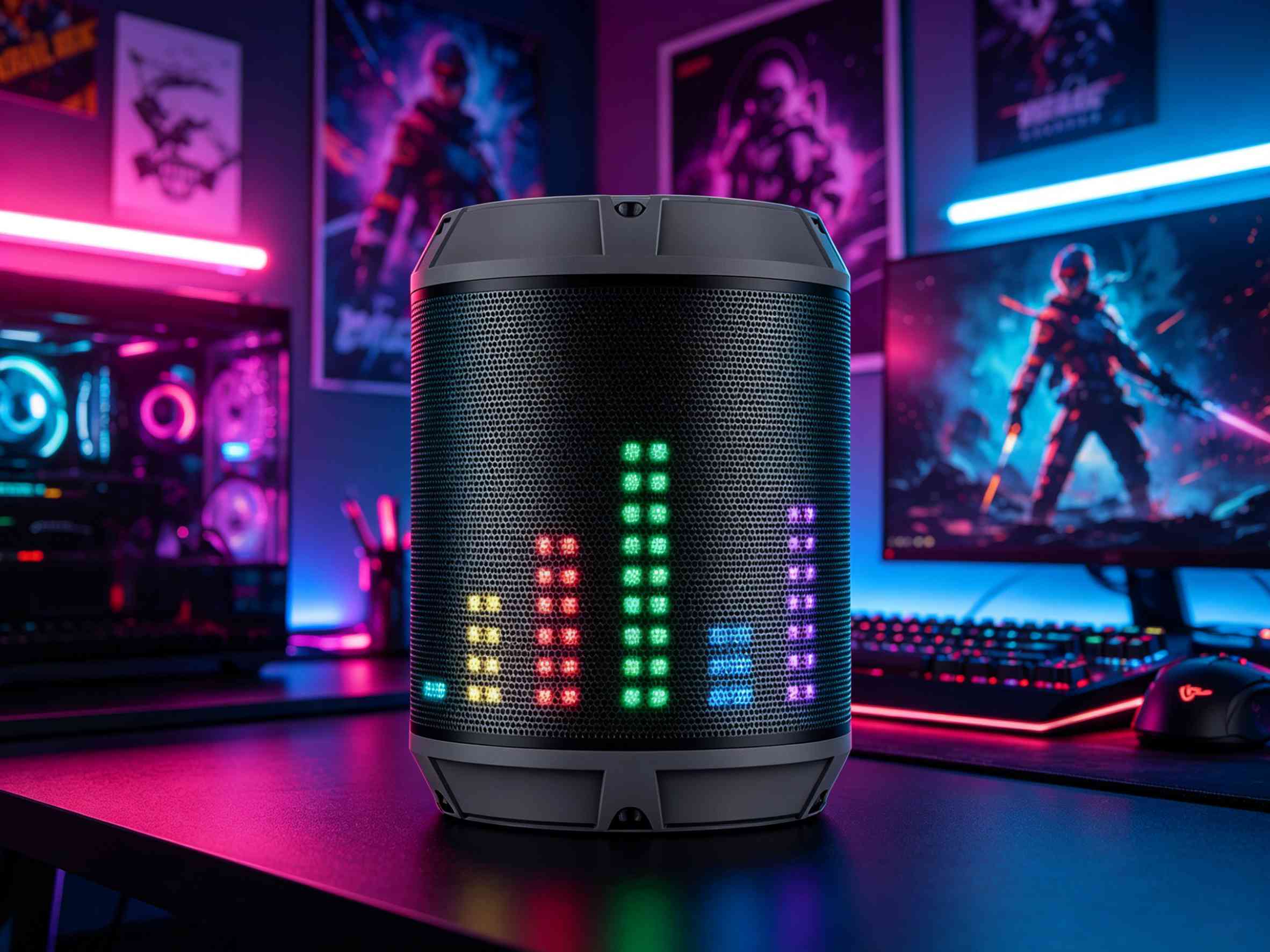 Dynamic RGB rhythm lighting effect of HZ-H5 Bluetooth speaker for gaming room decor