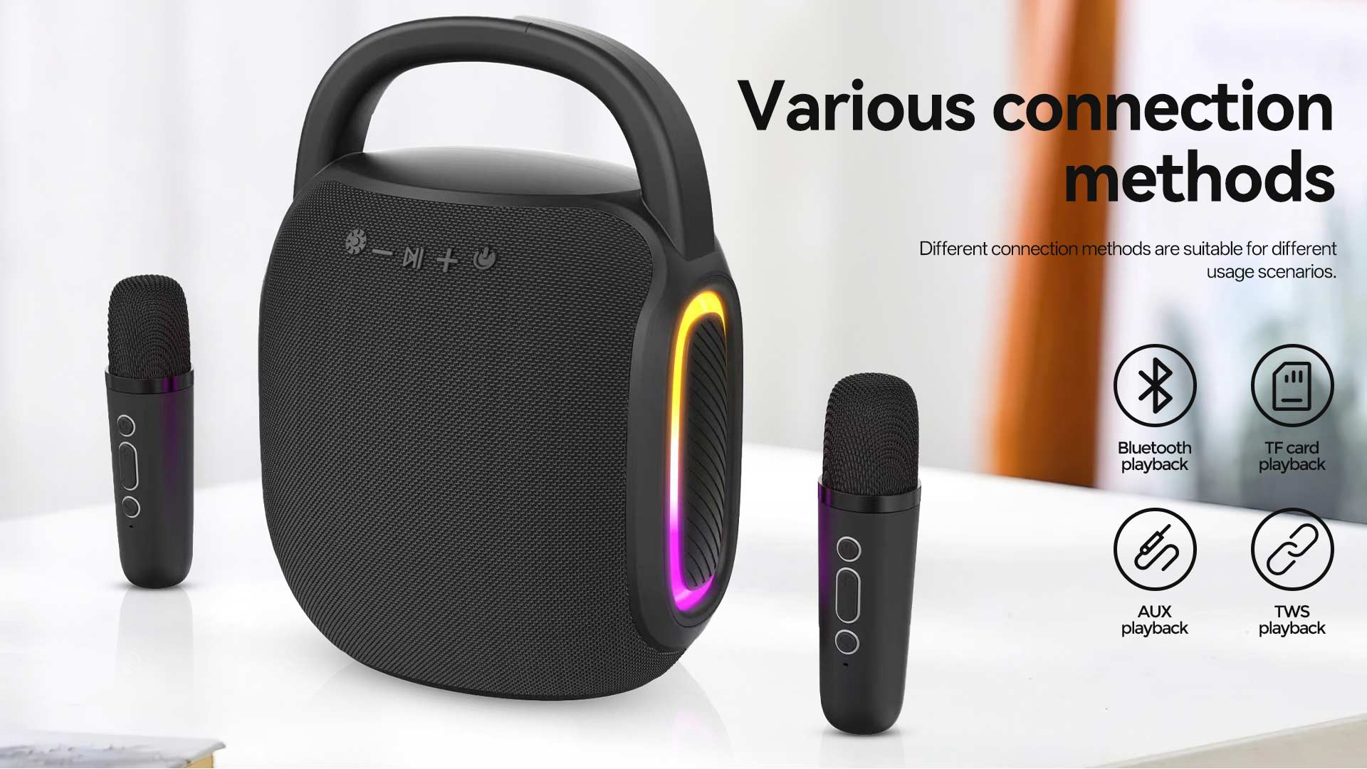HZ-B361 | Karaoke Bluetooth Speaker with RGB Lighting插图4