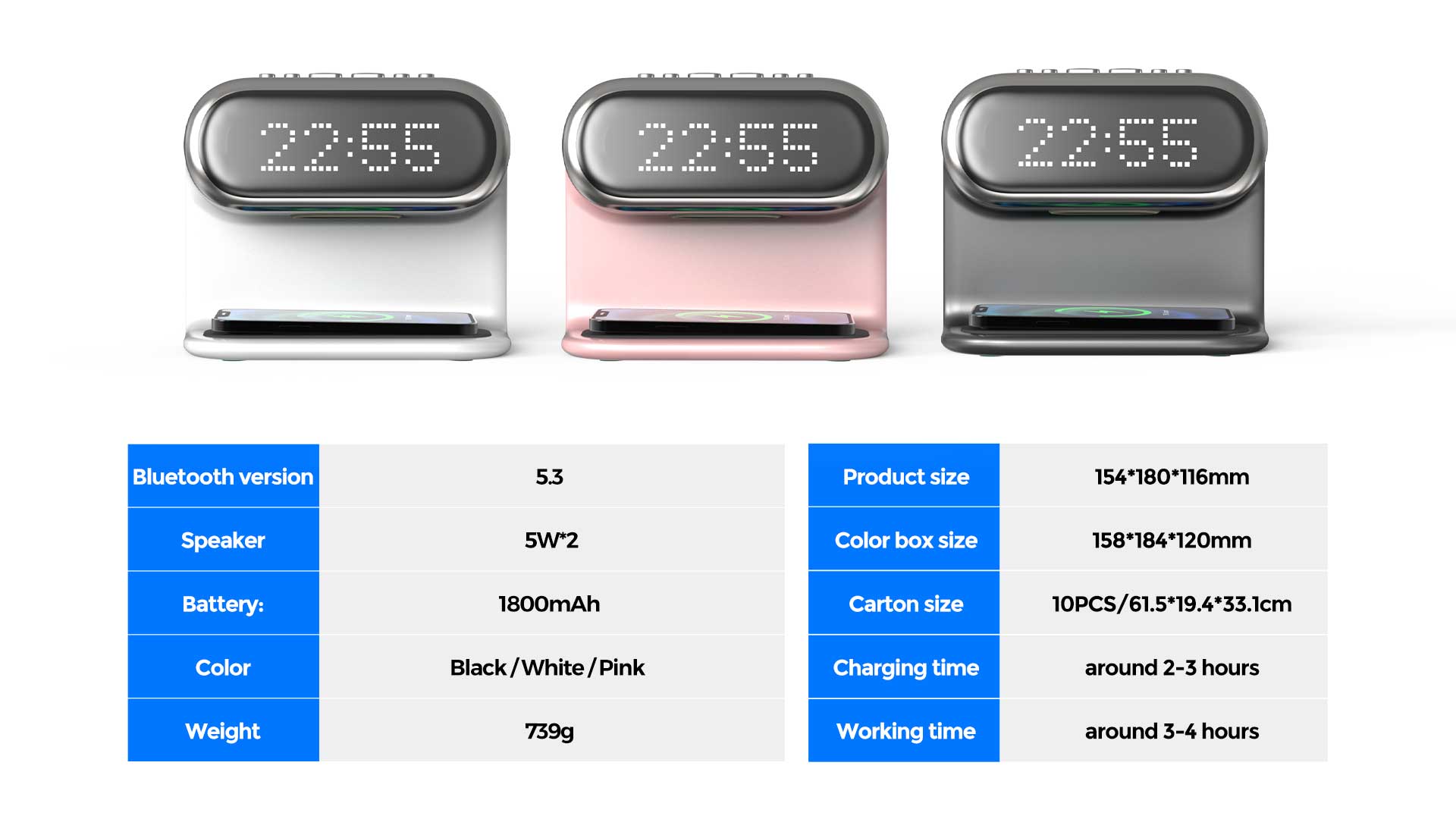 HZ-H17 | Bluetooth Speaker with Wireless Charging and White Noise插图5