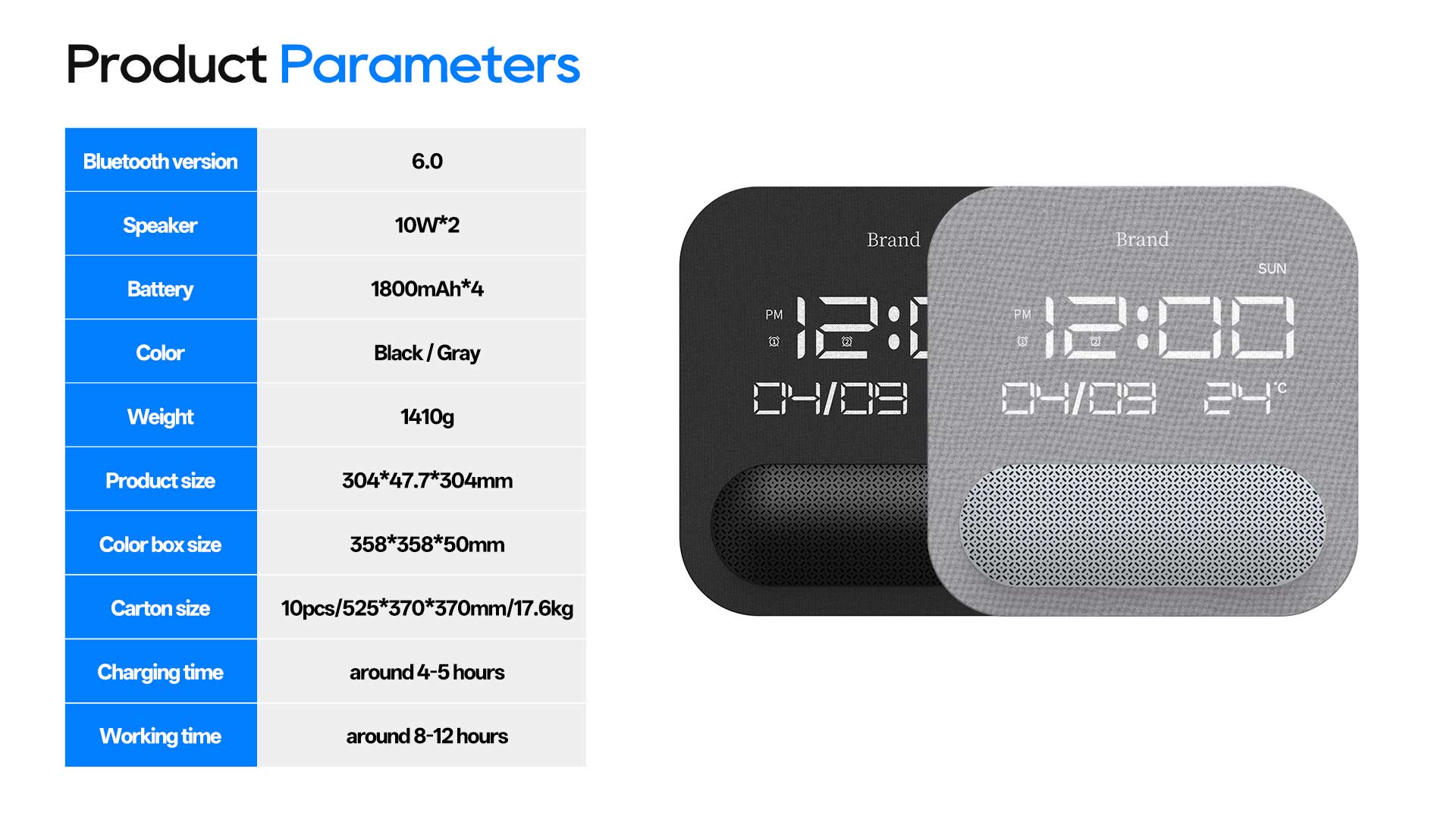 HZ-B409 | Bluetooth Speaker with Digital Alarm Clock插图5 HZ-B409 | Bluetooth Speaker with Digital Alarm Clock插图5
