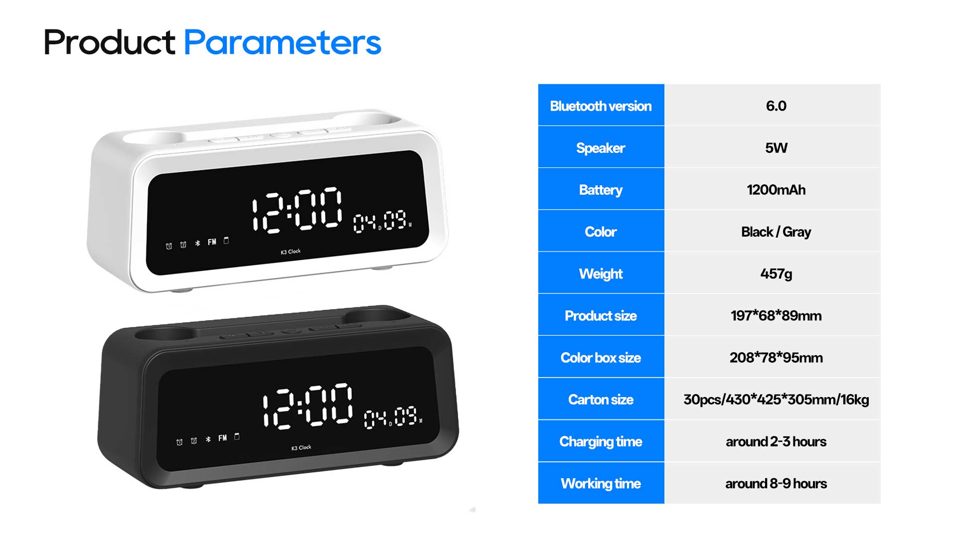 HZ-B408 | Multifunctional Bluetooth 6.0 Speaker With Digital Alarm Clock & Phone Holder插图5 HZ-B408 | Multifunctional Bluetooth 6.0 Speaker With Digital Alarm Clock & Phone Holder插图5