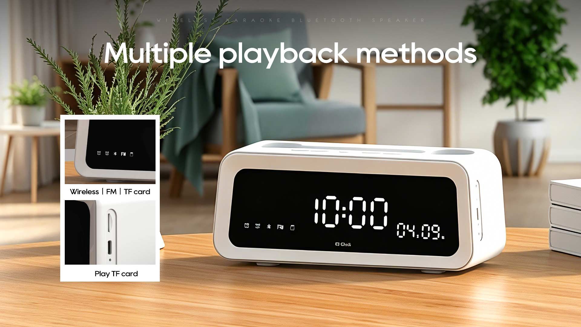 Multifunctional LED digital display supports real‑time clock, calendar and multi‑group alarm‑clock settings