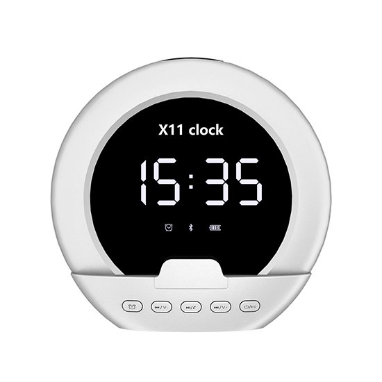 Multifunctional Round Bluetooth Alarm Clock Speaker AB6.0 TWS Wireless Audio with Phone Holder & Pen Slot